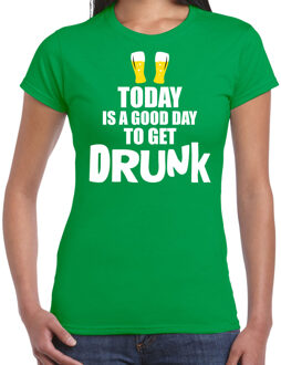 Bellatio Decorations Groen fun t-shirt good day to get drunk  - dames - St Patricks day / festival shirt / outfit / kleding S