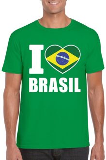 Bellatio Decorations Groen I love Brazilie fan shirt heren