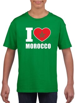 Bellatio Decorations Groen I love Marokko fan shirt kinderen L (146-152)