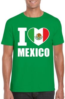 Bellatio Decorations Groen I love Mexico fan shirt heren XL