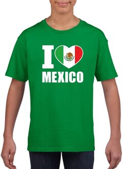 Bellatio Decorations Groen I love Mexico fan shirt kinderen L (146-152)