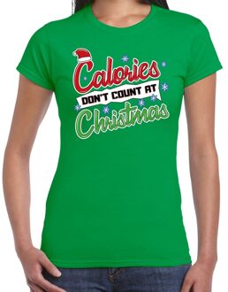 Bellatio Decorations Groen kerstshirt / kerstkleding calories dont count at christmas voor dames 2XL - kerst t-shirts