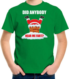 Bellatio Decorations Groen Kerstshirt / Kerstkleding Did anybody hear my fart voor kinderen L (140-152) - kerst t-shirts kind