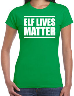 Bellatio Decorations Groen Kerstshirt / Kerstkleding Elf lives matter voor dames L - kerst t-shirts