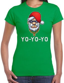 Bellatio Decorations Groen Kerstshirt / Kerstkleding Gangster / rapper Santa voor dames 2XL - kerst t-shirts