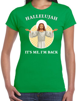 Bellatio Decorations Groen Kerstshirt / Kerstkleding Hallelujah its me im back voor dames 2XL - kerst t-shirts