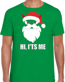 Bellatio Decorations Groen Kerstshirt / Kerstkleding Hi its me voor heren met duivels kerstmannetje 2XL - kerst t-shirts