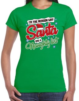 Bellatio Decorations Groen kerstshirt / kerstkleding i am the reason why Santa has a naughty list voor dames 2XL - kerst t-shirts