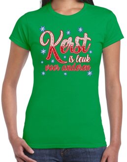 Bellatio Decorations Groen kerstshirt / kerstkleding kerst is leuk voor anderen voor dames S - kerst t-shirts