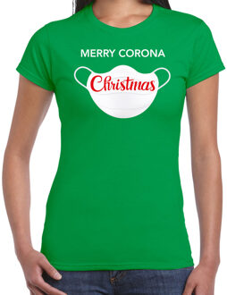 Bellatio Decorations Groen Kerstshirt / Kerstkleding Merry corona Christmas voor dames XS