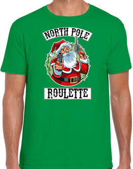 Bellatio Decorations Groen Kerstshirt / Kerstkleding Northpole roulette voor heren 2XL - kerst t-shirts