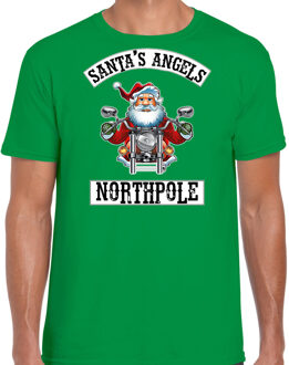 Bellatio Decorations Groen Kerstshirt / Kerstkleding Santas angels Northpole voor heren 2XL - kerst t-shirts