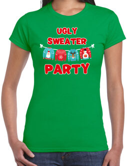 Bellatio Decorations Groen Kerstshirt / Kerstkleding Ugly sweater party voor dames L - kerst t-shirts