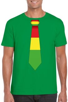 Bellatio Decorations Groen t-shirt met Limburgse vlag stropdas voor heren
