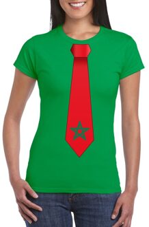 Bellatio Decorations Groen t-shirt met Marrokko vlag stropdas dames 2XL