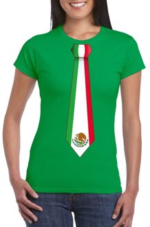 Bellatio Decorations Groen t-shirt met Mexico vlag stropdas dames