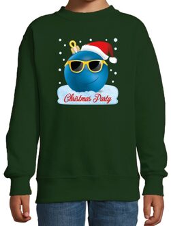 Bellatio Decorations Groene coole kersttrui / kerstkleding Christmas party voor jongens met stoere kerstbal bedrukking 12-13 jaar (152/164)