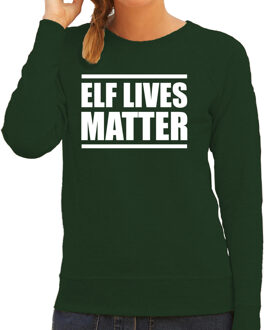 Bellatio Decorations Groene foute Kersttrui/ Kerstkleding Elf lives matter voor dames L - kerst truien