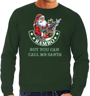 Bellatio Decorations Groene foute Kersttrui / Kerstkleding Rambo but you can call me Santa voor heren grote maten 3XL (58) - kerst truien Rood