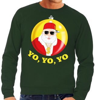 Bellatio Decorations Groene foute Kersttrui rapper Santa hip hop voor heren 2XL (56) - kerst truien