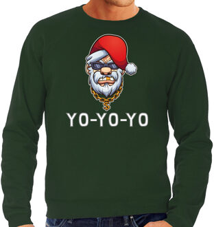 Bellatio Decorations Groene Kerstsweater / Kerstkleding Gangster / rapper Santa voor heren 2XL - kerst truien