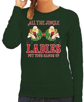 Bellatio Decorations Groene kersttrui / kerstkleding all the single ladies / jingle ladies voor dames 2XL (44) - kerst truien