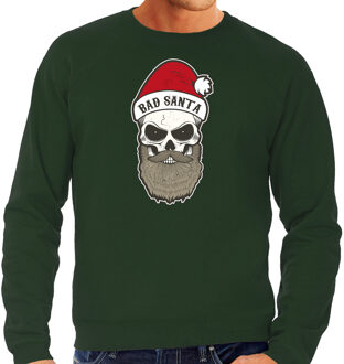 Bellatio Decorations Groene Kersttrui / Kerstkleding Bad Santa voor heren 2XL - kerst truien