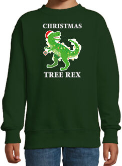 Bellatio Decorations Groene Kersttrui / Kerstkleding Christmas tree rex voor kinderen 12-13 jaar (152/164) - kerst truien kind