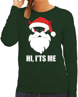 Bellatio Decorations Groene Kersttrui / Kerstkleding Hi its me voor dames met duivels kerstmannetje 2XL - kerst truien