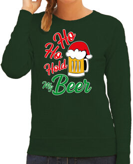 Bellatio Decorations Groene Kersttrui / Kerstkleding Ho ho hold my beer voor dames 2XL - kerst truien