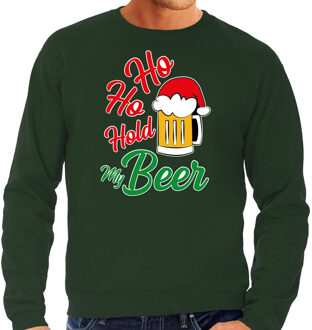 Bellatio Decorations Groene Kersttrui / Kerstkleding Ho ho hold my beer voor heren 2XL - kerst truien