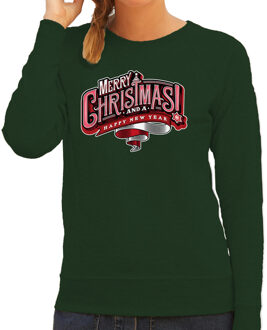 Bellatio Decorations Groene Kersttrui / Kerstkleding Merry Christmas voor dames 2XL - kerst truien