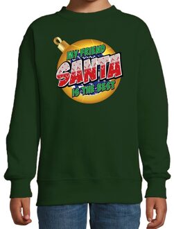 Bellatio Decorations Groene kersttrui / kerstkleding My friend Santa is the best voor kinderen 12-13 jaar (152/164) - kerst truien kind