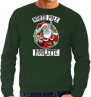 Bellatio Decorations Groene Kersttrui / Kerstkleding Northpole roulette voor heren 2XL - kerst truien