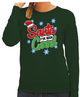 Bellatio Decorations Groene kersttrui / kerstkleding Santa i have been good voor dames 2XL (44) - kerst truien