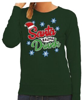 Bellatio Decorations Groene kersttrui / kerstkleding Santa is a little drunk voor dames XL (42) - kerst truien