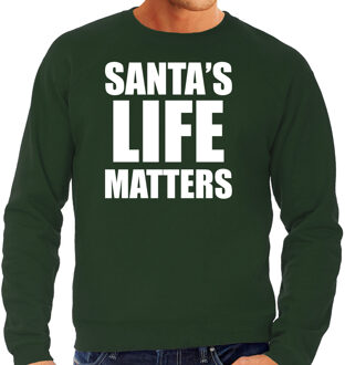 Bellatio Decorations Groene Kersttrui/ Kerstkleding Santas life matters voor heren 2XL - kerst truien Zwart