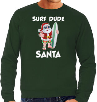 Bellatio Decorations Groene Kersttrui / Kerstkleding surf dude Santa voor heren 2XL - kerst truien