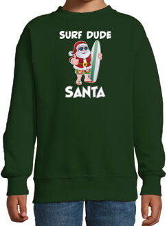 Bellatio Decorations Groene Kersttrui / Kerstkleding surf dude Santa voor kinderen 12-13 jaar (152/164) - kerst truien kind