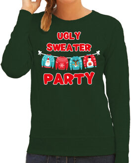 Bellatio Decorations Groene Kersttrui / Kerstkleding Ugly sweater party voor dames XS - kerst truien