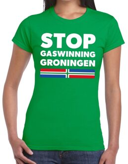 Bellatio Decorations Groningen protest t-shirt STOP gaswinning groen voor dames XL
