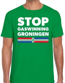 Bellatio Decorations Groningen protest t-shirt STOP gaswinning Groningen groen voor h XL