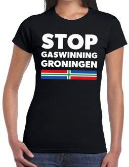Bellatio Decorations Groningen protest t-shirt STOP gaswinning zwart voor dames M
