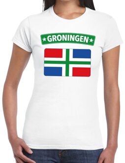 Bellatio Decorations Groningen vlag t-shirt wit voor dames 2XL