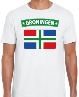 Bellatio Decorations Groningen vlag t-shirt wit voor heren 2XL