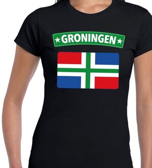 Bellatio Decorations Groningen vlag t-shirt zwart voor dames 2XL