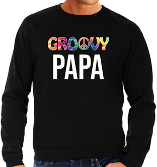 Bellatio Decorations Groovy papa - sweater zwart voor heren - papa kado trui / vaderdag cadeau XL