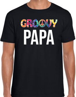 Bellatio Decorations Groovy papa - t-shirt zwart voor heren - papa kado shirt / vaderdag cadeau 2XL