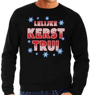 Bellatio Decorations Grote maat foute kerstborrel trui / kersttrui Lelijke Kerst trui zwart voor heren 3XL (58) - kerst truien