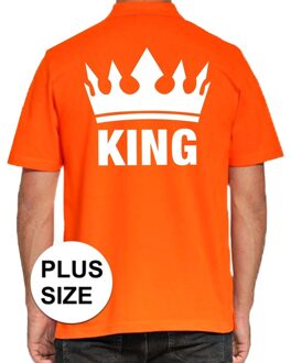 Bellatio Decorations Grote maat Koningsdag polo t-shirt oranje King voor heren 3XL - Feestshirts